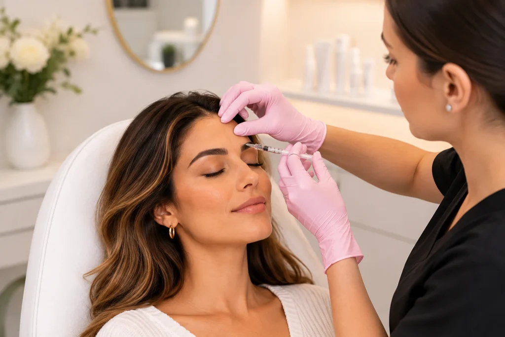 First time Botox patient receiving forehead treatment at a med spa in Casselberry FL