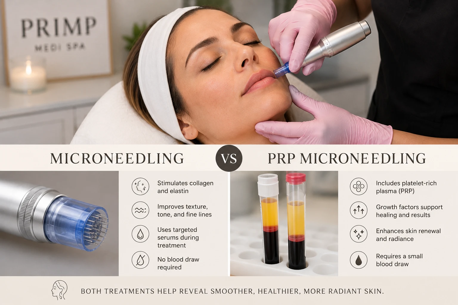 Microneedling versus PRP microneedling treatment comparison at Primp Medi Spa in Casselberry FL
