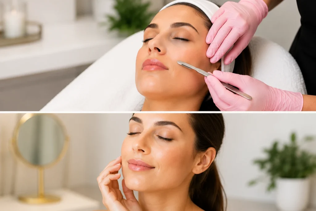 Dermaplaning treatment performed as part of a facial at a med spa in Casselberry FL